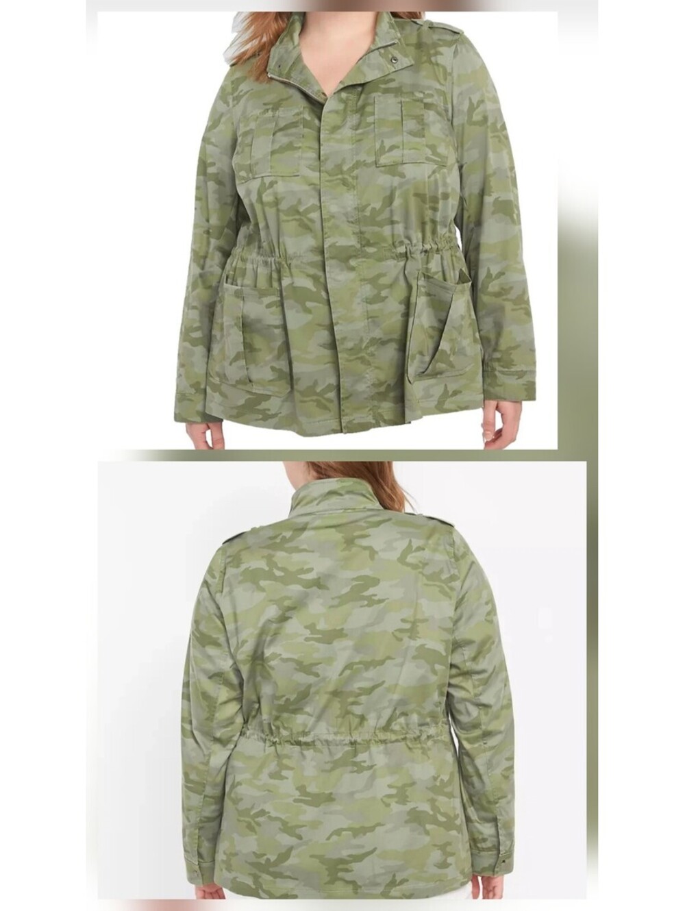 Lane Bryant Camo/Utility Jacket Olive Green Zip /Snaps Plus Size Women's 26
